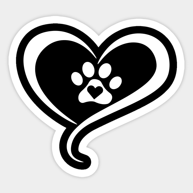 Cute Dog Paw Print Heart Gift For Dog Lover Sticker by BUBLTEES